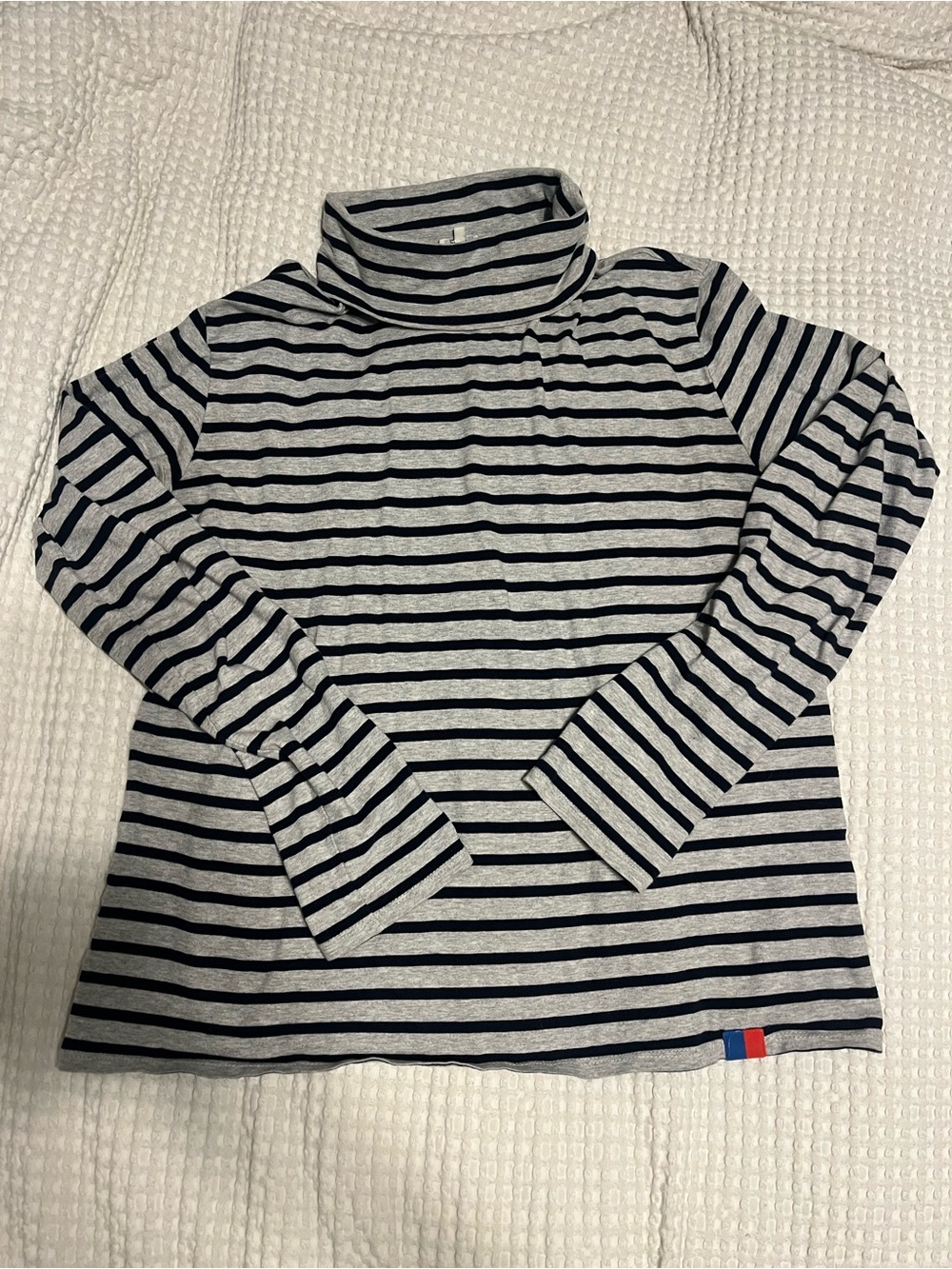KULE Long-Sleeve Stripe Turtleneck Top - Gray & Black